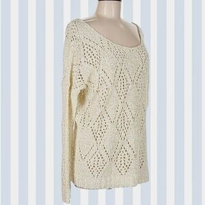 Pins & Needles Urban outfitters Cream Diamond Knit Scoop neck Sweater Sz L